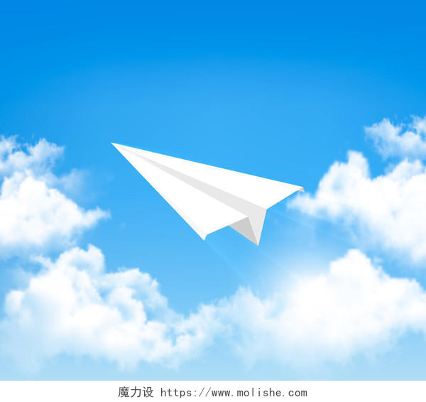 天空中的纸飞机矢量图